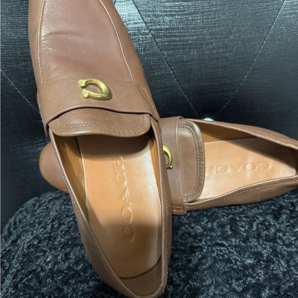 Coach Tan Leather Slip-On Shoes